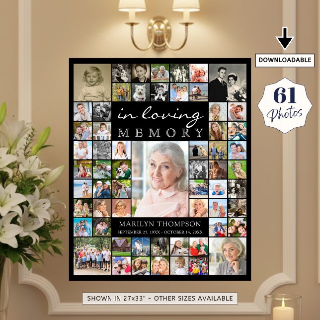 Poster Memorial IN LOVING MEMORY 61 Photo Collage Black (Créateur téléchargé)