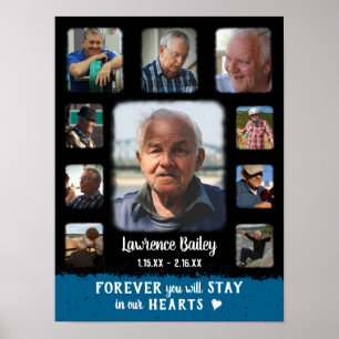 Poster Memorial Keepsake Edge Fade Photo Collage Blk Blue