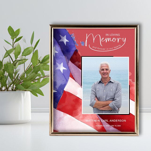 Poster Mémorial militaire du drapeau américain (US Flag Military Funeral Memorial Poster (frame not included))