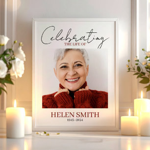 Poster Mémorial Minimaliste Simple Photo Funérailles