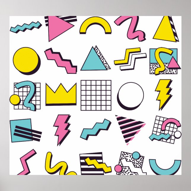 Poster Memphis des années 90 : Eléments de design pop. (Devant)