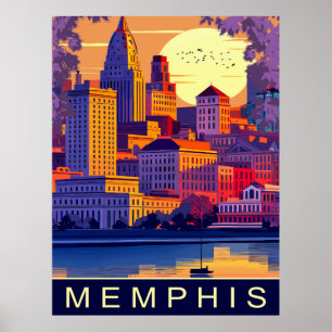 Poster Memphis, Mississippi River, Voyage