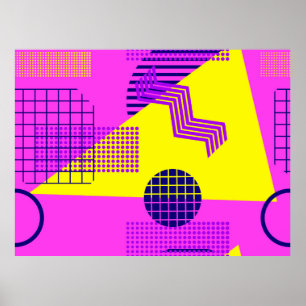 Poster Memphis motif sans faille, formes géométriques dan