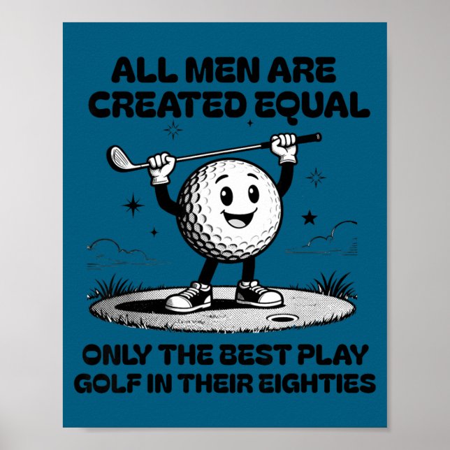Poster Men Play Golf Eighties Birthday All Men D Equal  (Devant)