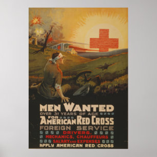 Poster Men Wanted for American Red Cross