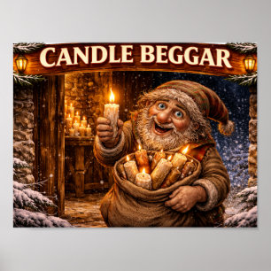 Poster Mendiant de bougie lutin de Noël islandais