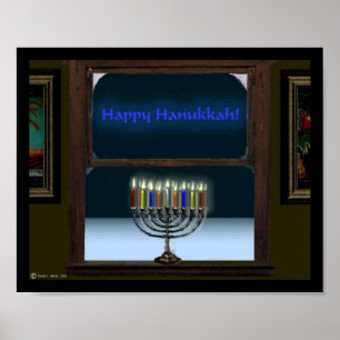 Poster Menorah Dans La Fenêtre