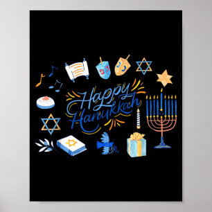 Poster Menorah drôle Hanukkah 2025 Meowzel Chanukah Juif