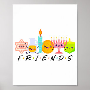 Poster Menorah pour amis de Hanouka Dreide juif tradition