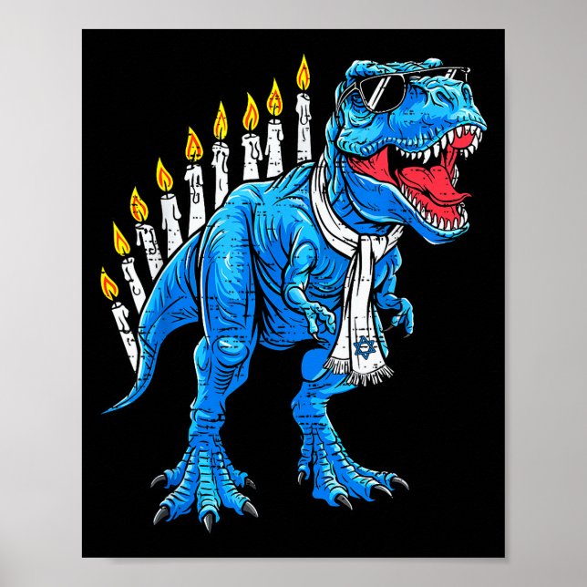 Poster Menorasaurus Hanukkah T Rex Dinosaur Dino Chanukah (Devant)