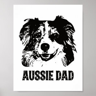 Poster Mens Aussie Papa - Australian Shepherd Chien Papa