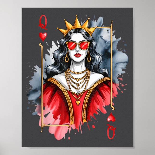 Poster mens Card Valentines Queen Hearts (Devant)