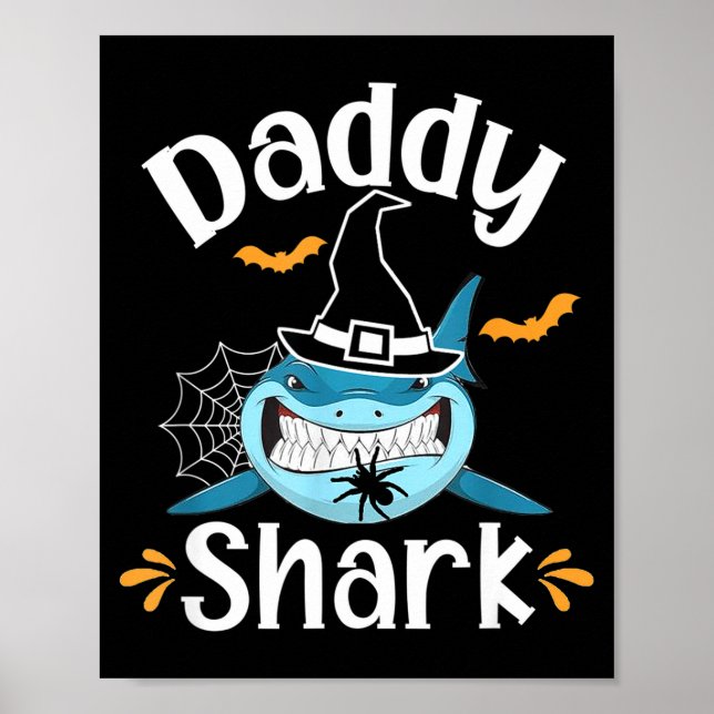 Poster Mens Daddy Shark Funny Halloween Daddy Announcemen (Devant)