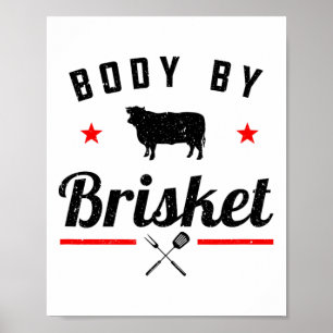 Poster Mens Drôle Barbecue Corps Par Brisket Griller Ou F
