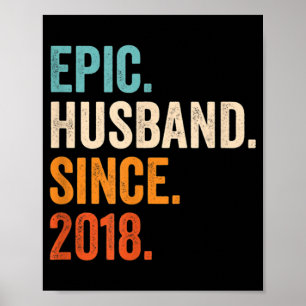 Poster Mens Epic Husband Since 2018 wedding anniversary