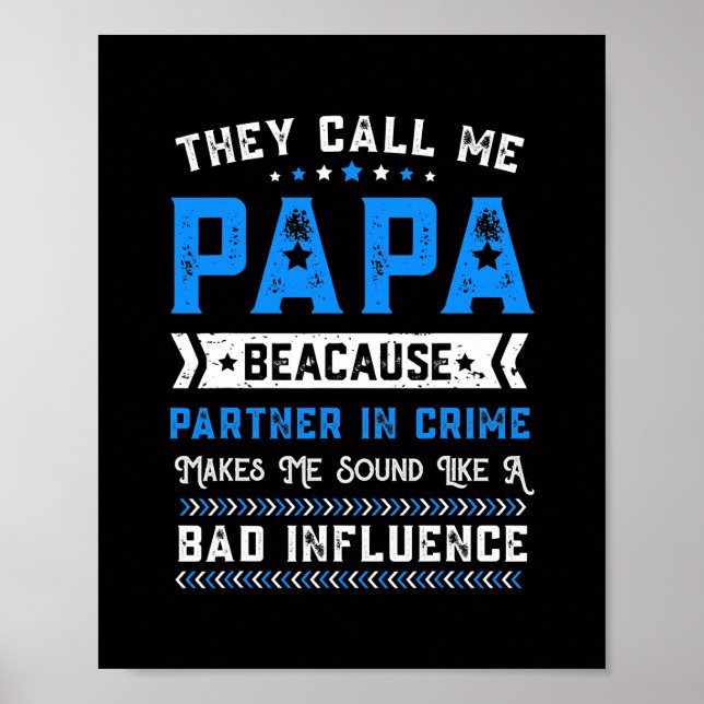 Poster Mens Fête des pères Grand-Père On M'Appelle Papa (Devant)