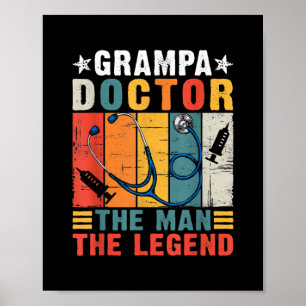Poster Mens Fête des pères Vintage Grampa Docteur L'Homme