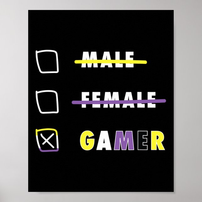 Poster Mens Funny Nonbinary Gamer En  (Devant)