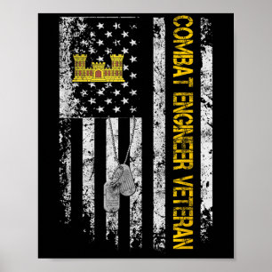Poster Mens Ingénieur de combat Vétérinaire Chemise Vinta