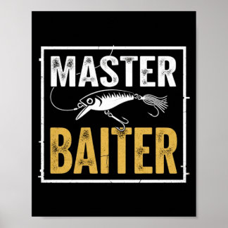 Poster Mens master baiter funny fishing graphic
