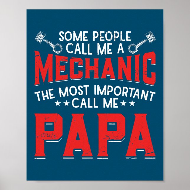 Poster Mens Mécatronique Artiste Papa Grandpa Mécanicien (Devant)