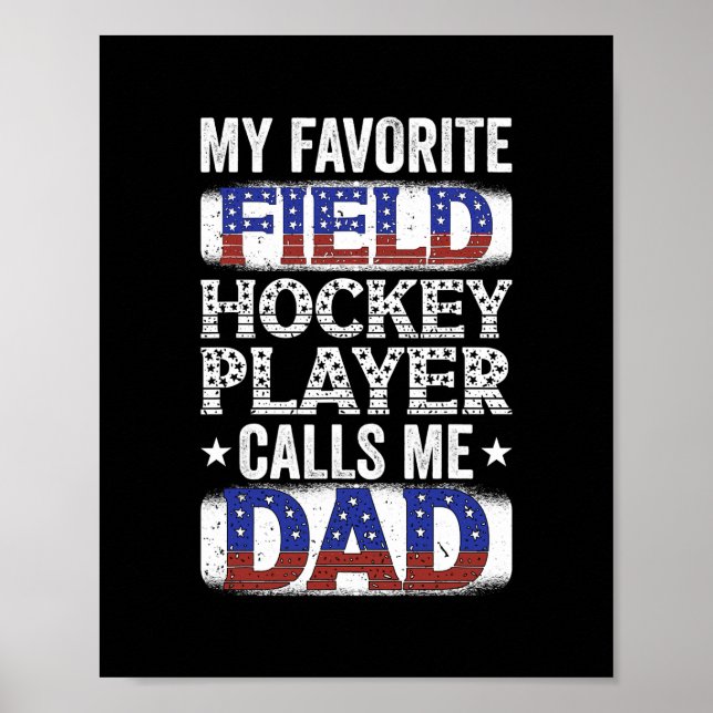 Poster Mens Mon Joueur De Hockey De Champ Préféré M'Appel (Devant)