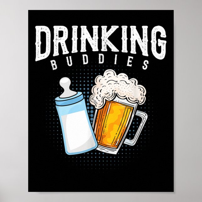 Poster Mens New Dad Beer And Milk Joke  (Devant)