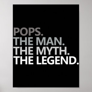 Poster Mens POPS L'HOMME LE MYTHE LA LÉGENDE Fête des pèr