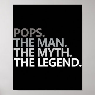 Poster Mens POPS L'HOMME LE MYTHE LA LÉGENDE Fête des pèr