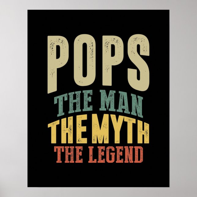Poster Mens Pops L'Homme Mythe Légende Père Cadeau (Devant)