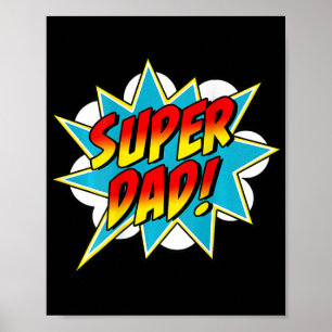 Poster Mens Super Papa Comic Book Superhero Fête des père