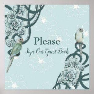 Poster Menthe bleu pin Vert Succulents