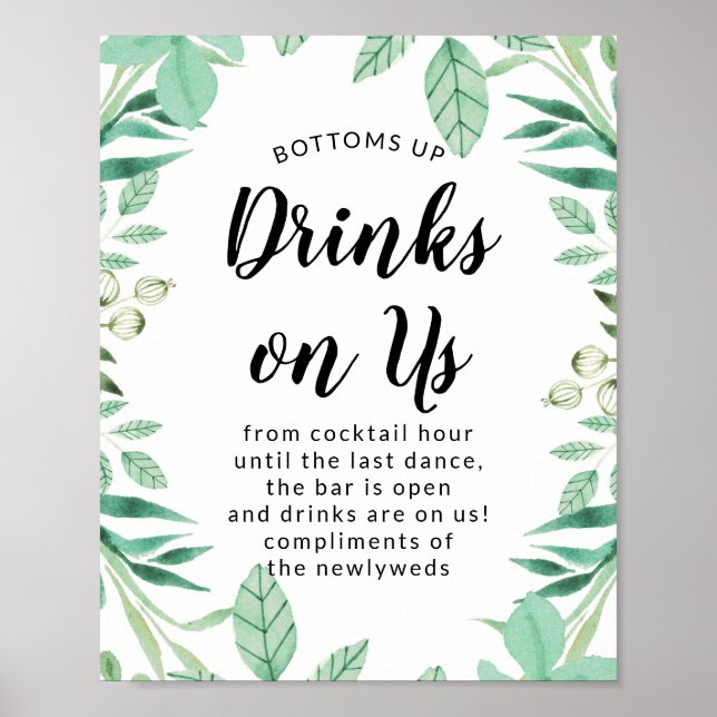 Poster Menthe Boissons sur nous Open Bar Wedding Réceptio (Devant)