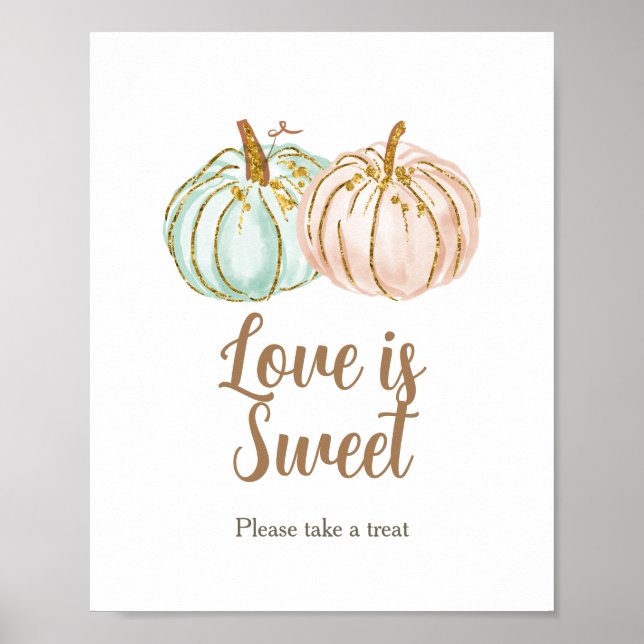 Poster Menthe et Pêche Citrouille L'amour est doux signe (Devant)