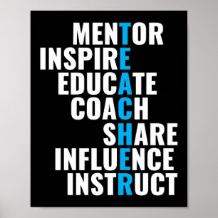 Poster Mentor Inspire School Nerd Funny Enseignant