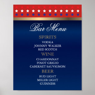 Poster Menu à la barre - Mariage américain patriotique