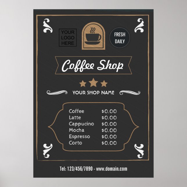 Poster Menu ajouter un logo Coffee Shop Retro (Devant)