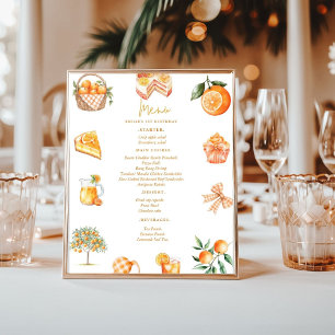 Poster Menu Baby shower d'été Citrus orange Cutie