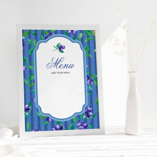 Poster Menu Baby shower sucré aux bleuets (Créateur téléchargé)
