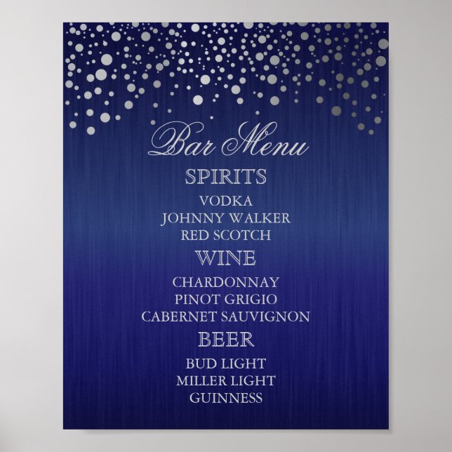 Poster Menu Barre pour un Mariage (Devant)