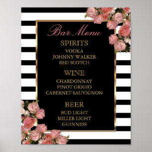 Poster Menu Barre - Rose Gold et Mariage de bande