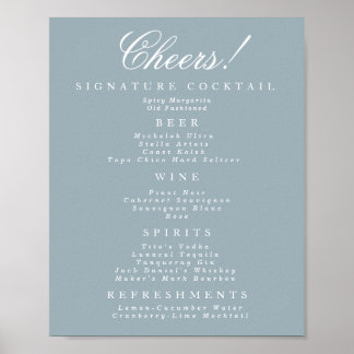 Poster Menu Bleu et Blanc Classic Bar
