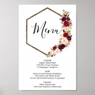 Poster Menu Boho Burgundy ou menu Bar