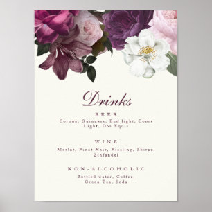Poster Menu Boisson Florale violet foncé