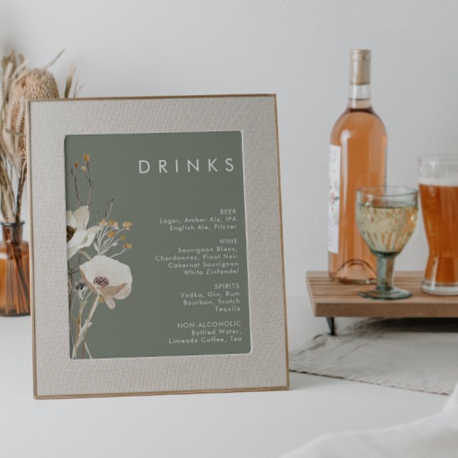 Poster Menu Boissons pour Mariage de Fleur sauvage de Whi (Créateur téléchargé)