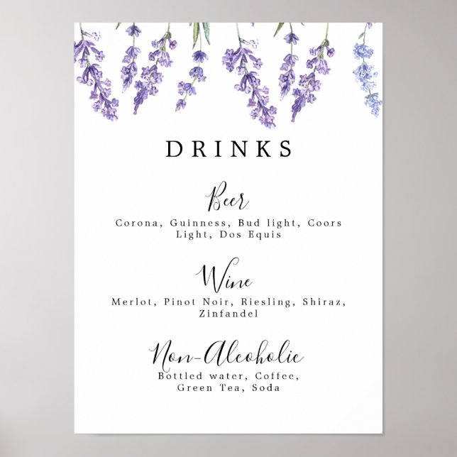 Poster Menu Consommation de la lavande de pays (Devant)