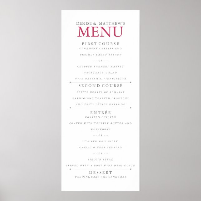 Poster Menu couleur inuendo de 4 po x 9 po (Devant)
