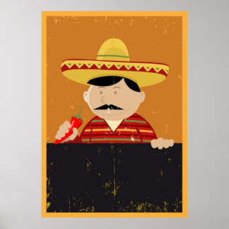 Poster Menu cuisinier mexicain