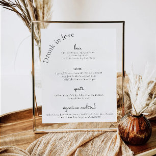 Poster Menu d'affichage de la barre Mariage moderne