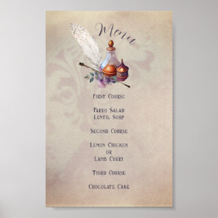 Poster Menu de Baby Shower de la Chouette Magique